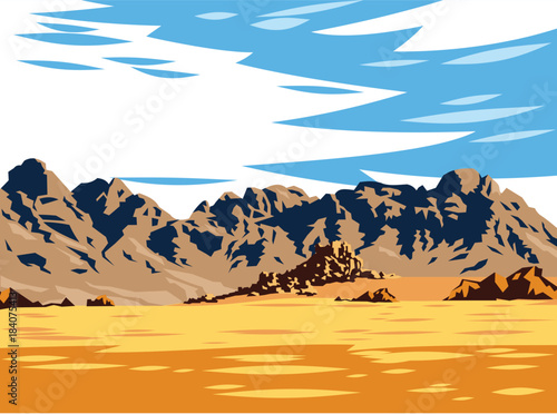 Desert landscape with mountains 
