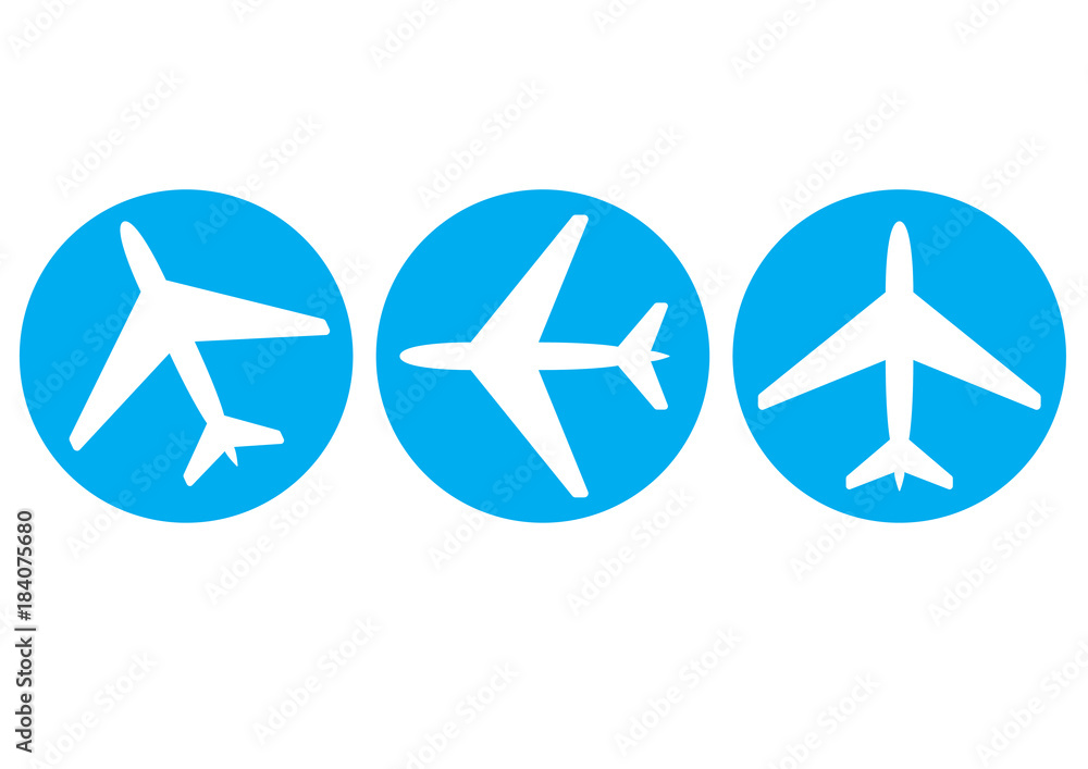 Plane icons vector, solid illustration, pictograms isolated on different colors Plane icons vector, solid illustration, pictograms isolated on different colors