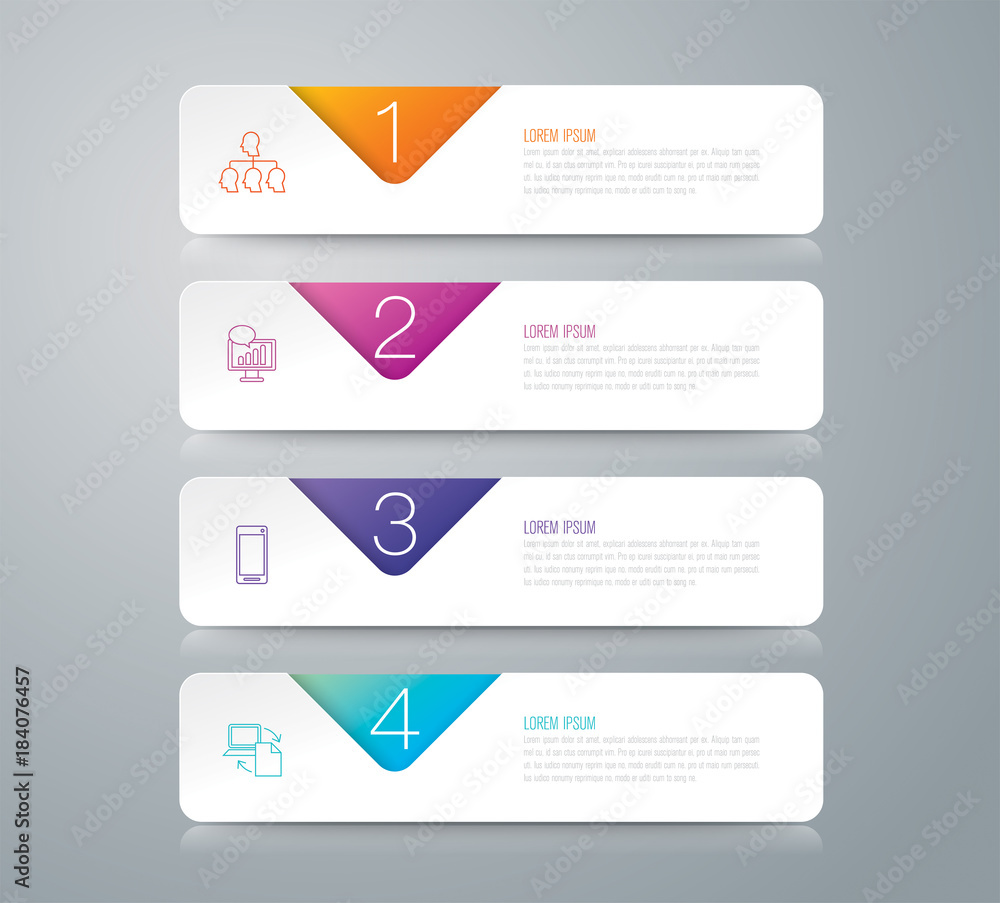 Infographics design vector and business icons with 4 options. Infographics design vector and business icons with 4 options.