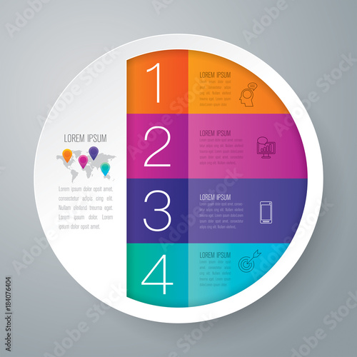 Infographics design vector and business icons with 4 options.