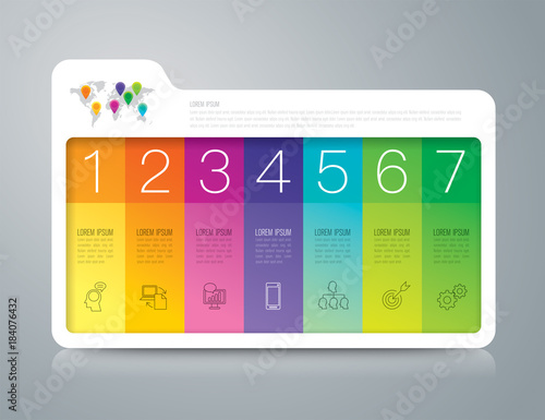 Folder infographics design vector and business icons with 7 options.