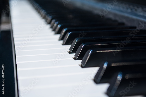 close up of piano keys close frontal view