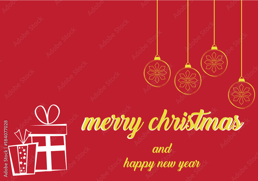     merry christmas and happy new year with golden christmas bulb in red background 