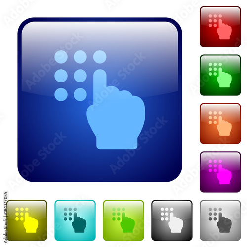 Typing security code color square buttons