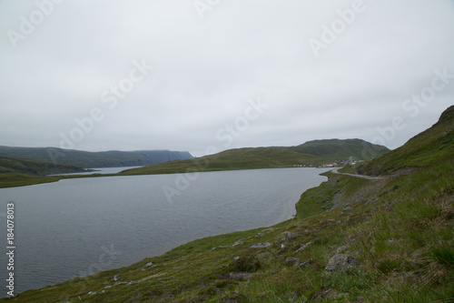 Lake Storvatnet, in the background the village Skarsvåg