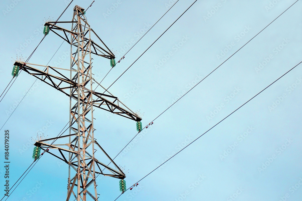 fragment metal power pole and wires against the sky fragment metal power pole and wires against the sky