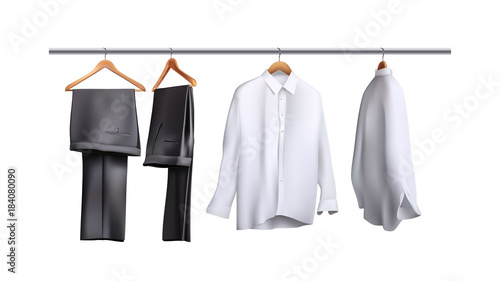 trousers and shirts hanging