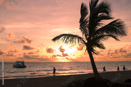 Sunrise on the beach in Punta Cana  Dominican Republic.
