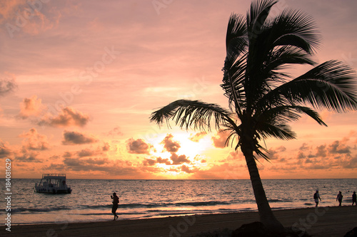 Sunrise on the beach in Punta Cana, Dominican Republic.