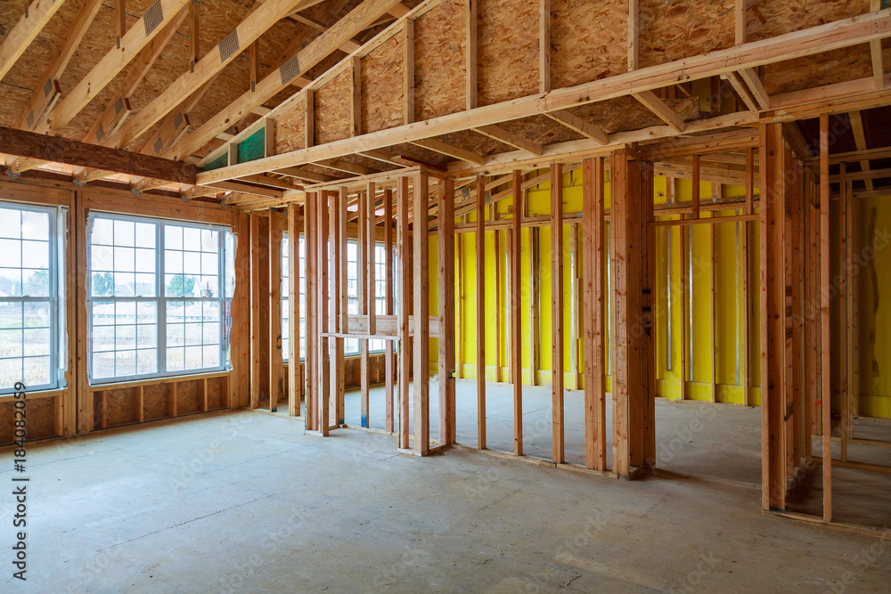 Framed building or residential home with basic Framed building or residential home with basic