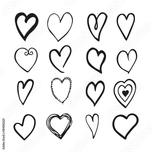 Hand drawn hearts. Design elements for Valentine day.
