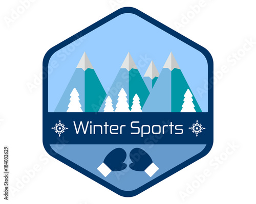 Winter sports badge with pair of mittens