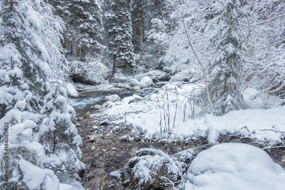 Fluss in einer Winterlandschaft Fluss in einer Winterlandschaft