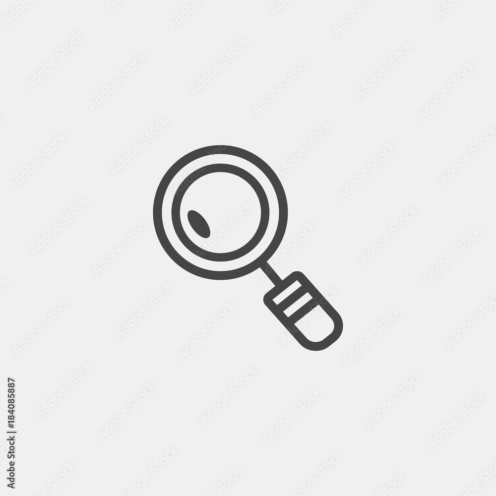 Search icon. Find icon with magnifying glass in flat design style. Loupe with eye inside - obrazy, fototapety, plakaty 