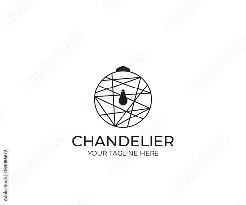 Chandelier Logo Template. Luminaire Vector Design. Lustre Illustration