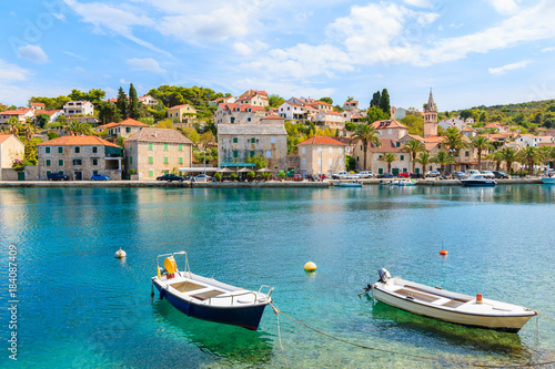 Fishing boats in Splitska village with beautiful port, Brac island, Croatia © pkazmierczak