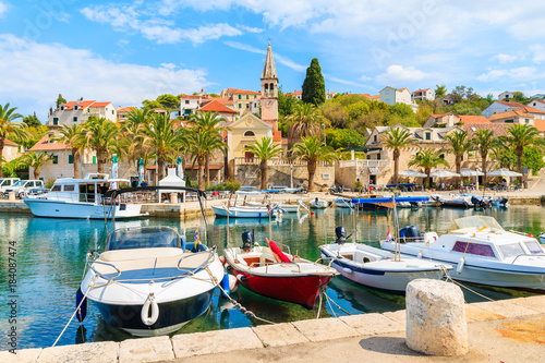 Boats in beautiful Splitska port on Brac island, Croatia
