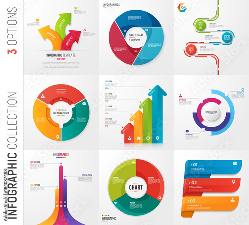 Infographic collection of 3 options vector templates