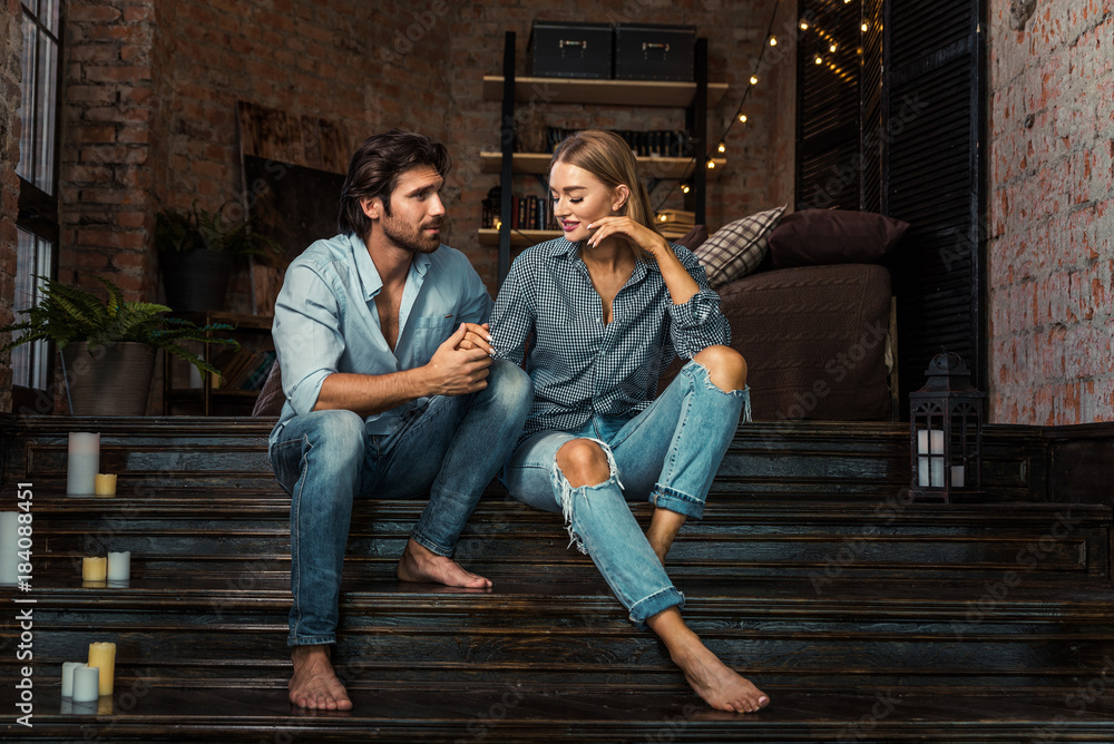 Beautiful couple at home Beautiful couple at home