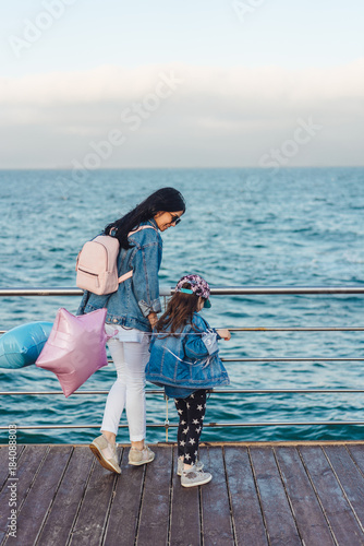 mom and daughter have fun together