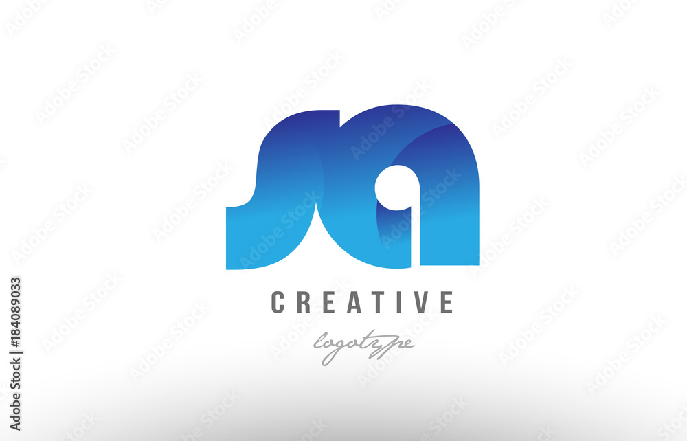 blue gradient sa s a alphabet letter logo combination icon design