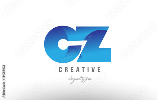 blue gradient cz c z alphabet letter logo combination icon design