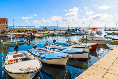 View of Bol port with fishing boats on Brac island  Croatia