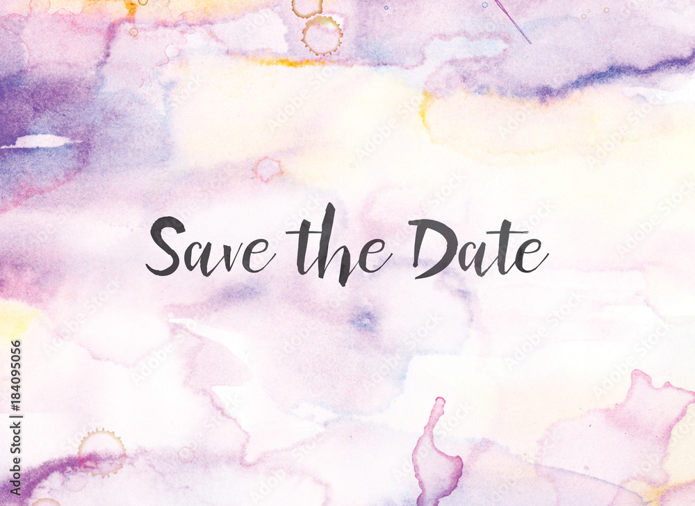 Fototapeta Save the Date Concept Watercolor and Ink Painting