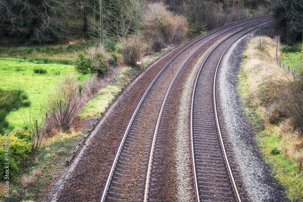Obraz premium Train tracks in Cornwall england UK near bodmin