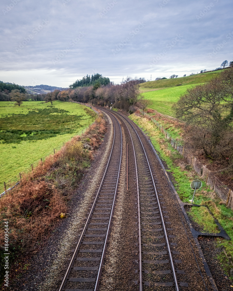 Train tracks in Cornwall england UK near bodmin