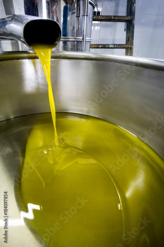 Detail of olive oil production line, last phase, centrifugal extraction