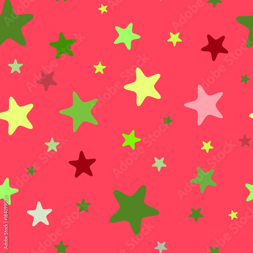 Seamless simple light pattern from pink stars with rounded corners