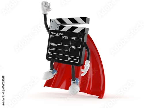 Film slate character with hero cape photo