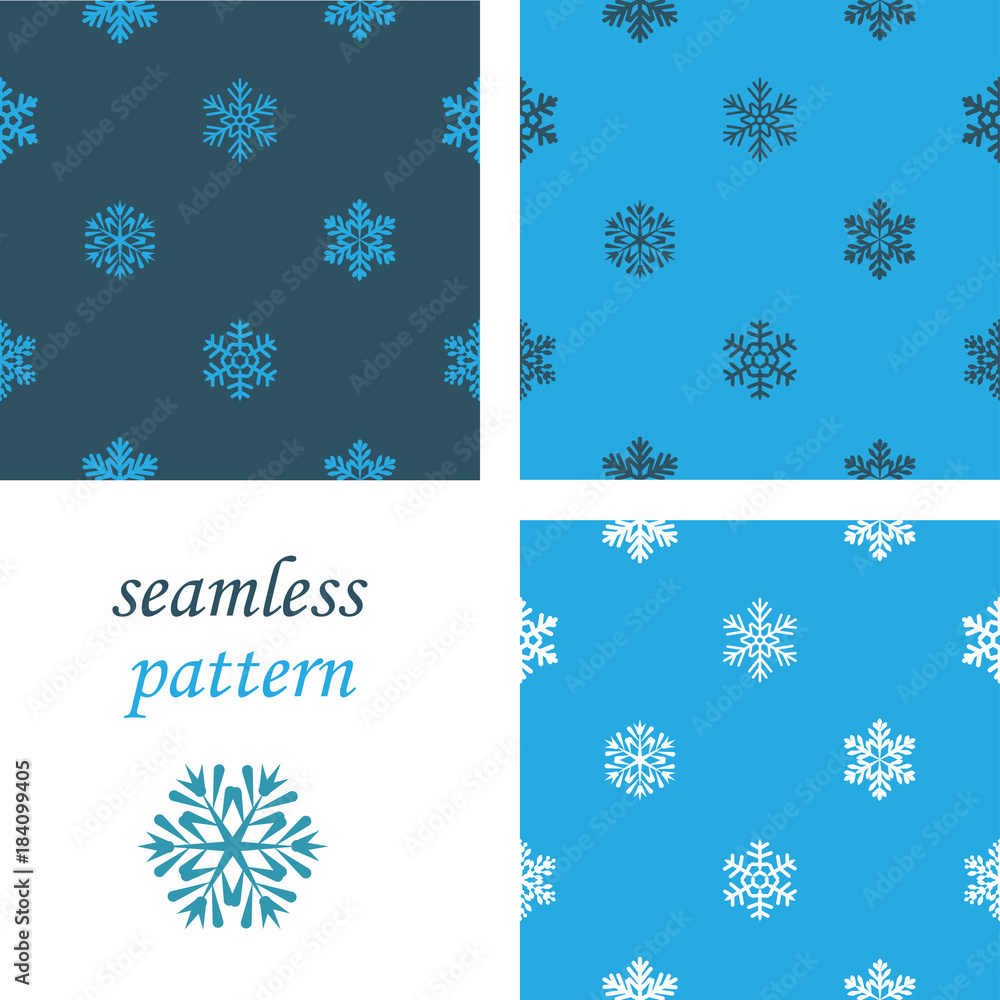 Seamless blue winter pattern with diamond of dots and snowflakes Seamless blue winter pattern with diamond of dots and snowflakes