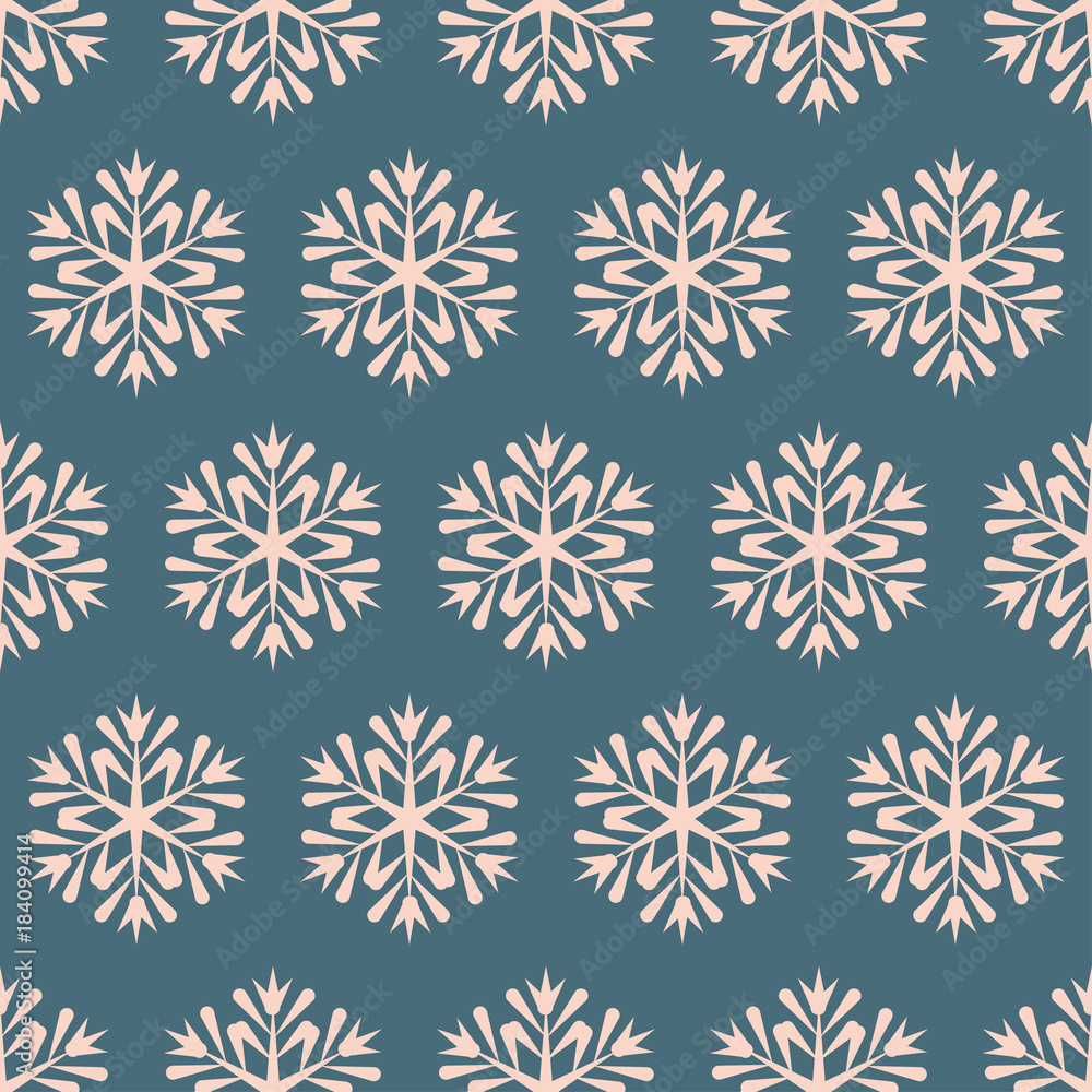 Seamless blue winter pattern with diamond of dots and snowflakes Seamless blue winter pattern with diamond of dots and snowflakes