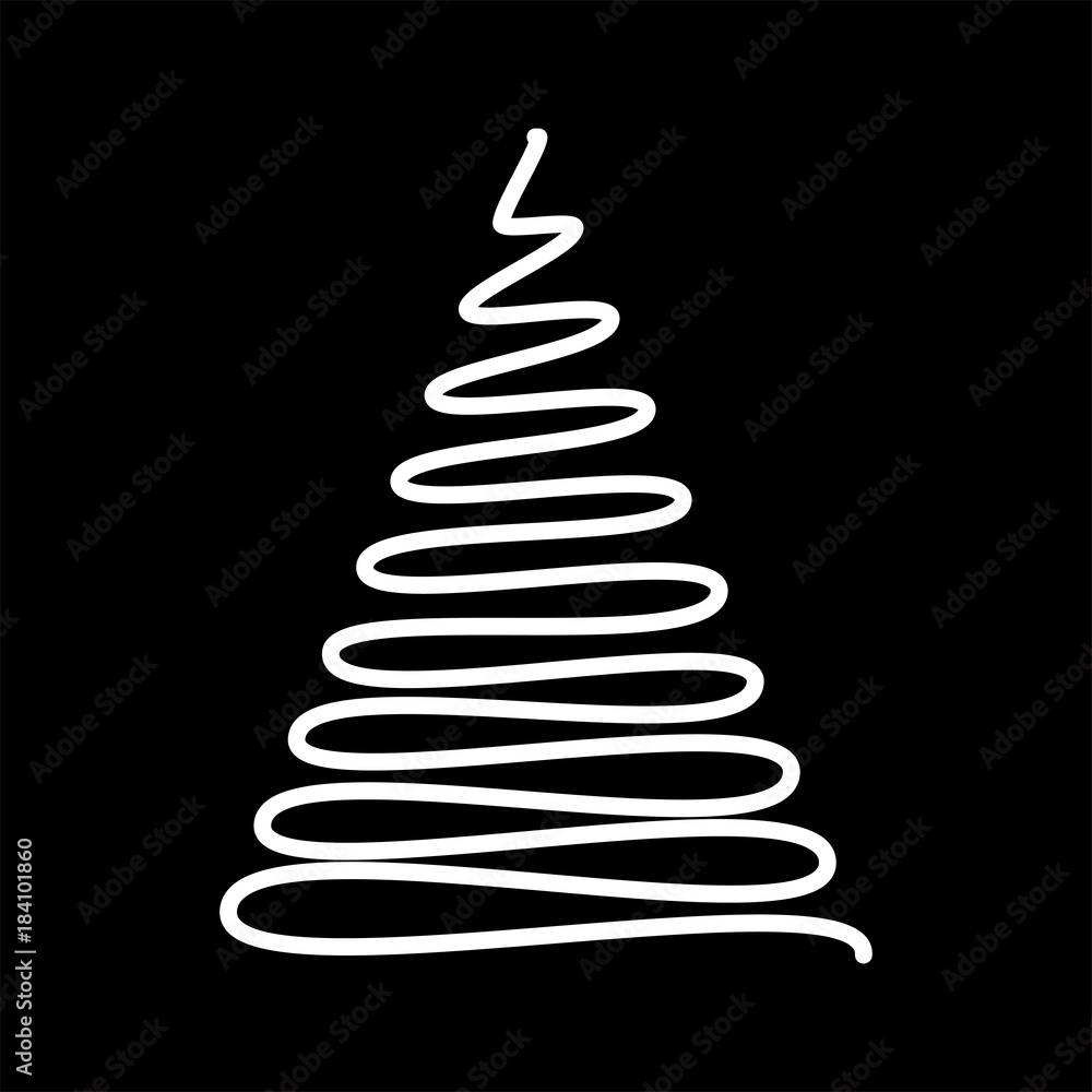 Christmas tree scribble design isolated on black background Christmas tree scribble design isolated on black background