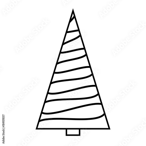 Christmas tree simple outline design isolated on white background