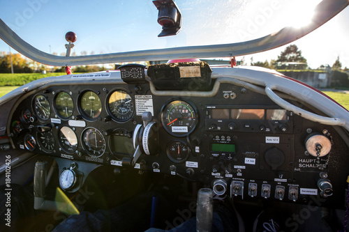 Motor glider cockpit photo