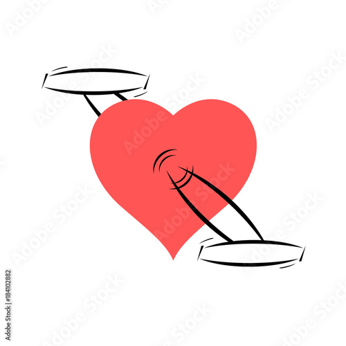 Pink Heart with Pedals. Love Cycling Concept. Good for Your Health Creative Idea. Vector Illustration