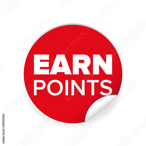 Earn points sign label tag