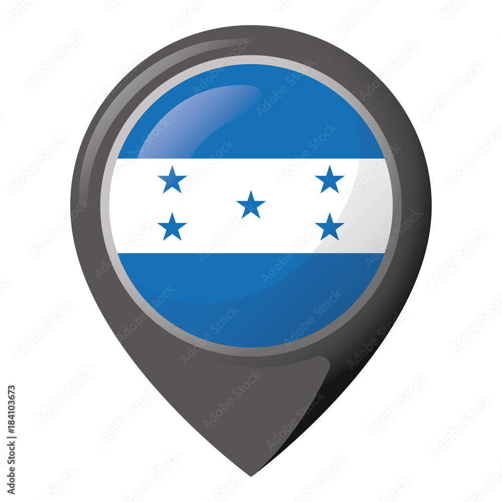 Icon representing location pin with flag of Honduras. Ideal for catalogs of institutional materials and geography Icon representing location pin with flag of Honduras. Ideal for catalogs of institutional materials and geography