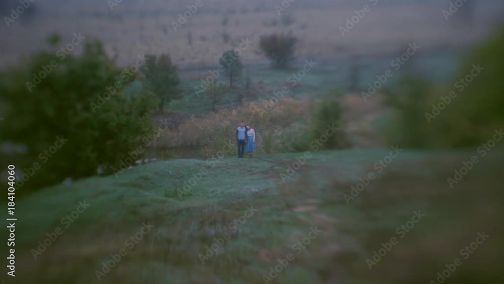 romantic scene of couples foggy day on the road romantic scene of couples foggy day on the road