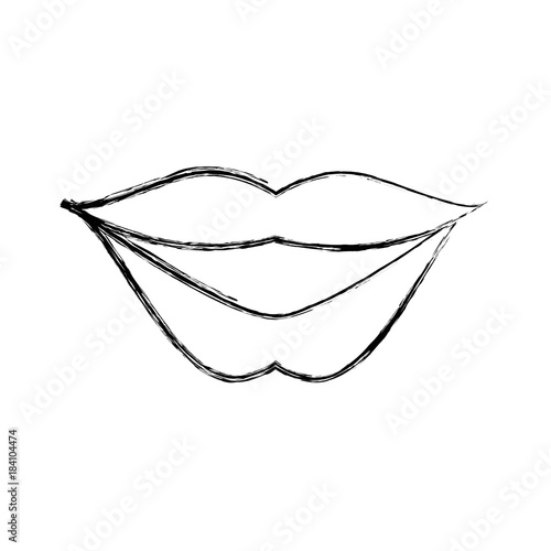 figure fashion mouth with lipstick makeup in the lips