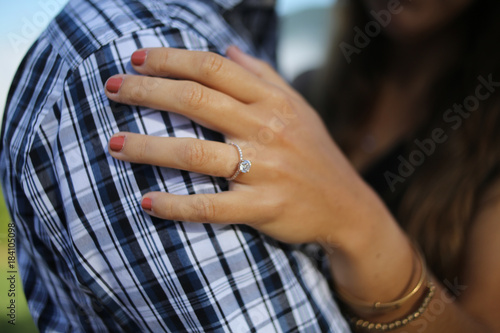 Engagement Photography  Newly engaged couple showing off Diamond Engagement Ring