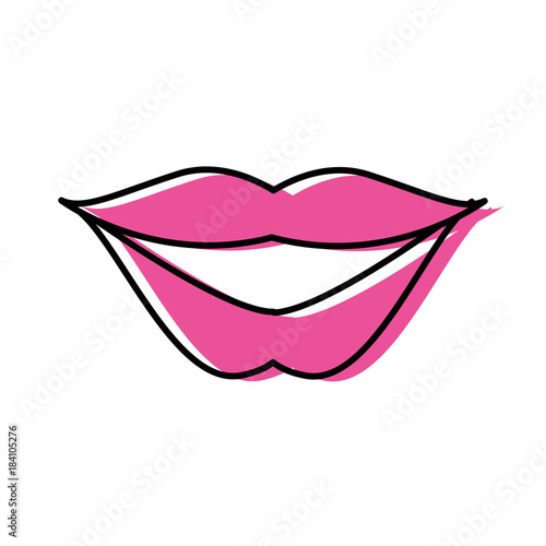 color fashion mouth with lipstick makeup in the lips