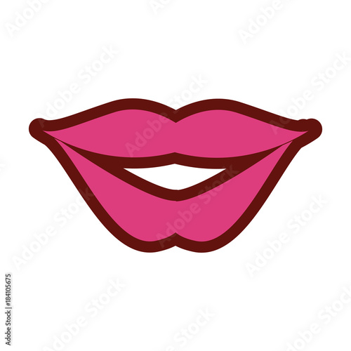 full color fashion mouth with lipstick makeup in the lips