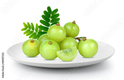 Indian gooseberry in aplate isolated on a white background