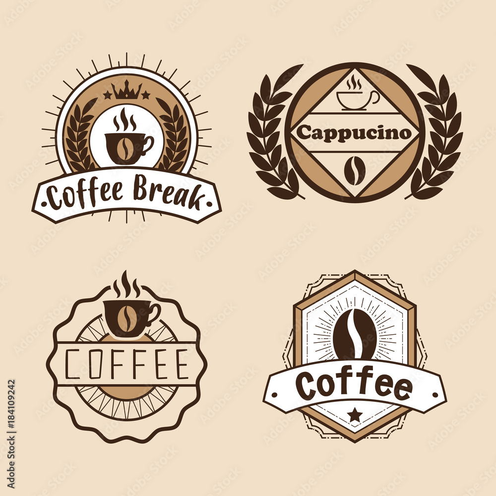 set Coffee labels and badges. Retro style. Coffee vintage collection 