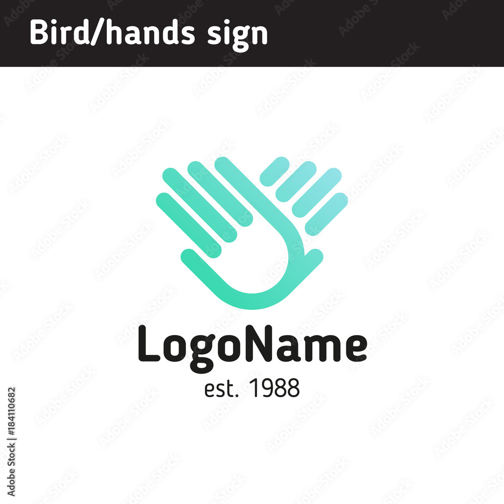 Hand logo wings of a bird, for an educational or charitable organization Hand logo wings of a bird, for an educational or charitable organization