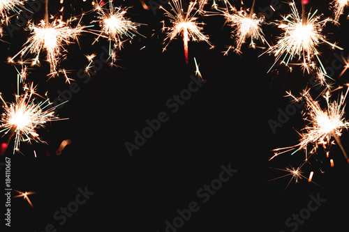 Sparklers firework on black background, Sparkler fireworks background 